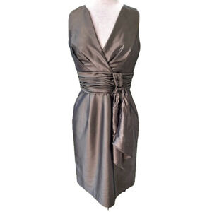 JS Boutique Taffeta Bronze Brown Size 6 Dress Sleeveless Taffeta Formal Bow